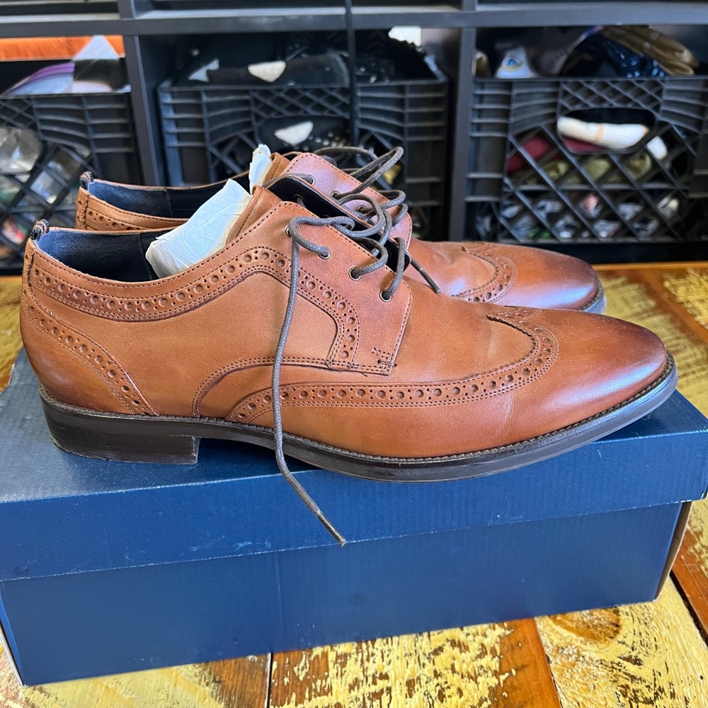 Cole Haan Men's Brown Leather Wingtip Derbys - Picture 4 of 9